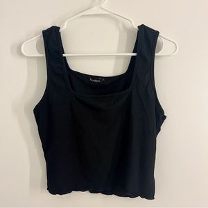 boohoo ribbed black crop tank